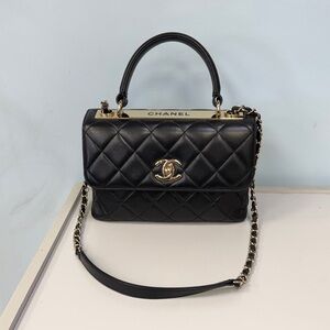 Chanel Top Handle Quilted Lambskin Shoulder Bag